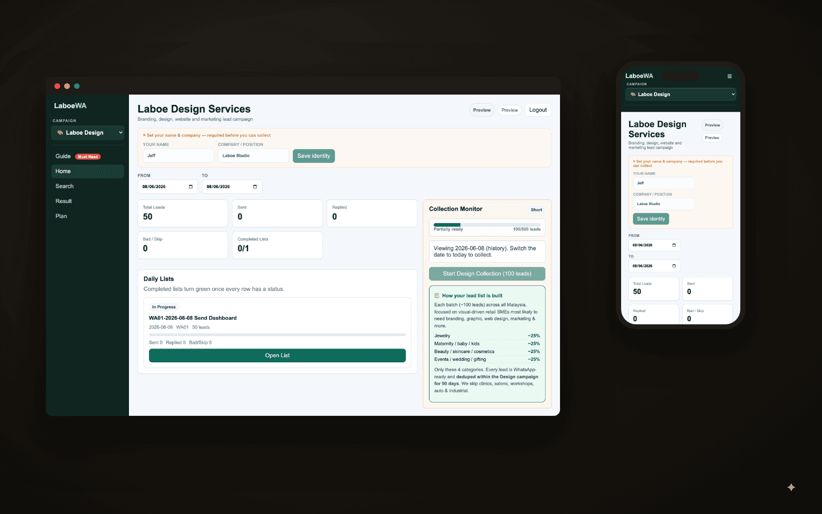 WhatsApp lead-generation platform