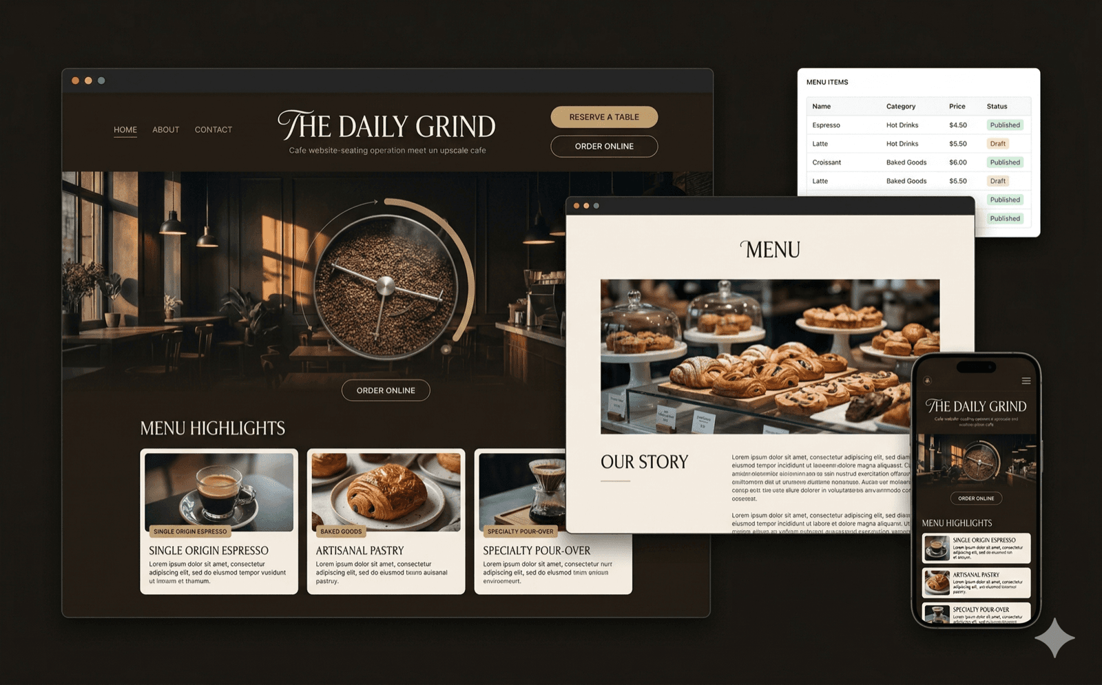Specialty cafe brand website