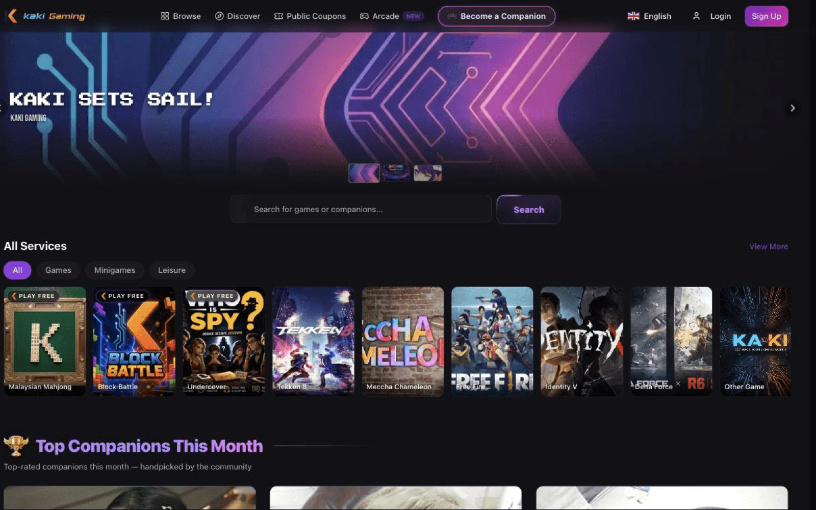 Gaming companion marketplace